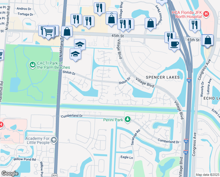 map of restaurants, bars, coffee shops, grocery stores, and more near 3119 31st Way in West Palm Beach