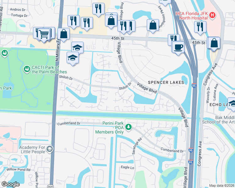 map of restaurants, bars, coffee shops, grocery stores, and more near 1901 19th Way in West Palm Beach