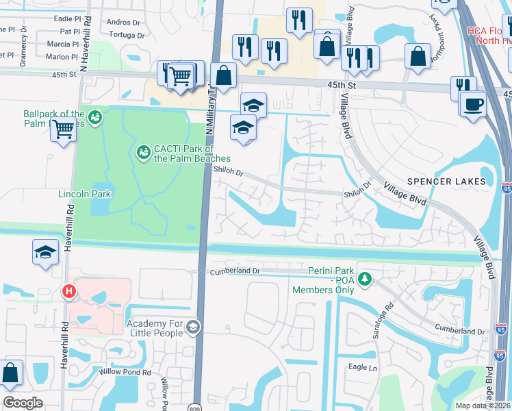 map of restaurants, bars, coffee shops, grocery stores, and more near 7011 70th Way in West Palm Beach