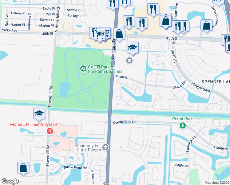 map of restaurants, bars, coffee shops, grocery stores, and more near 7521 75th Way in West Palm Beach