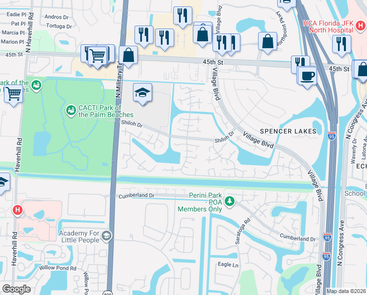 map of restaurants, bars, coffee shops, grocery stores, and more near 3001 30th Way in West Palm Beach