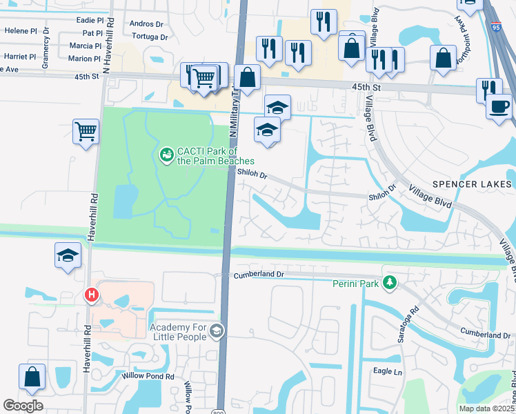 map of restaurants, bars, coffee shops, grocery stores, and more near 7609 76th Way in West Palm Beach