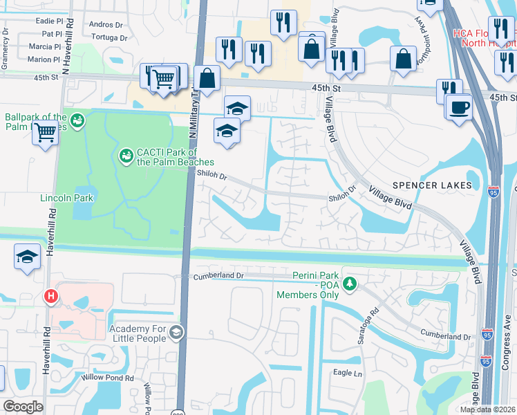 map of restaurants, bars, coffee shops, grocery stores, and more near 6915 69th Way in West Palm Beach