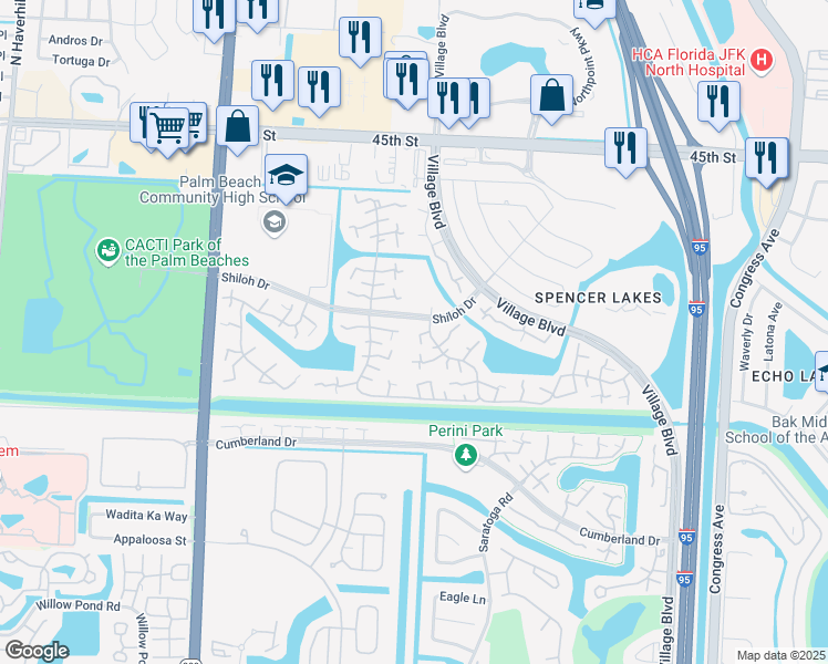 map of restaurants, bars, coffee shops, grocery stores, and more near 1915 19th Way in West Palm Beach