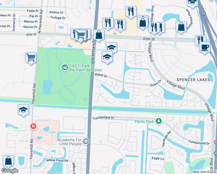 map of restaurants, bars, coffee shops, grocery stores, and more near 7011 70th Way in West Palm Beach