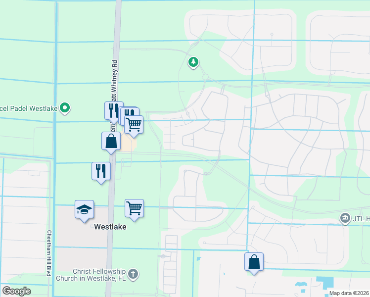 map of restaurants, bars, coffee shops, grocery stores, and more near Persimmon Boulevard in Loxahatchee