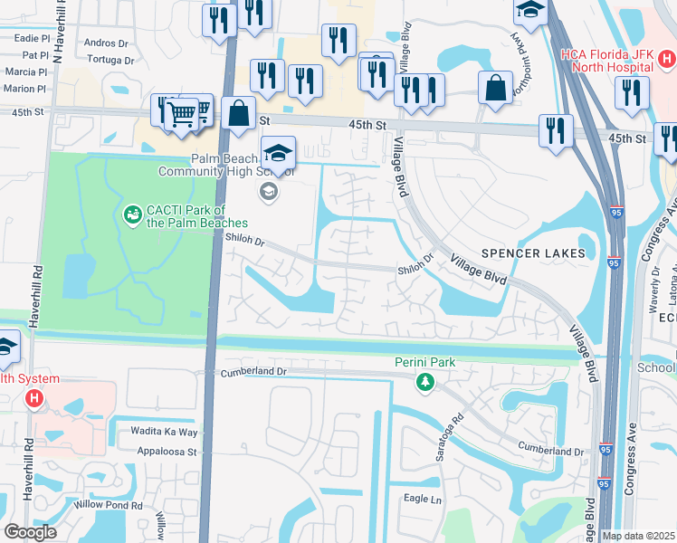 map of restaurants, bars, coffee shops, grocery stores, and more near 3001 30th Way in West Palm Beach