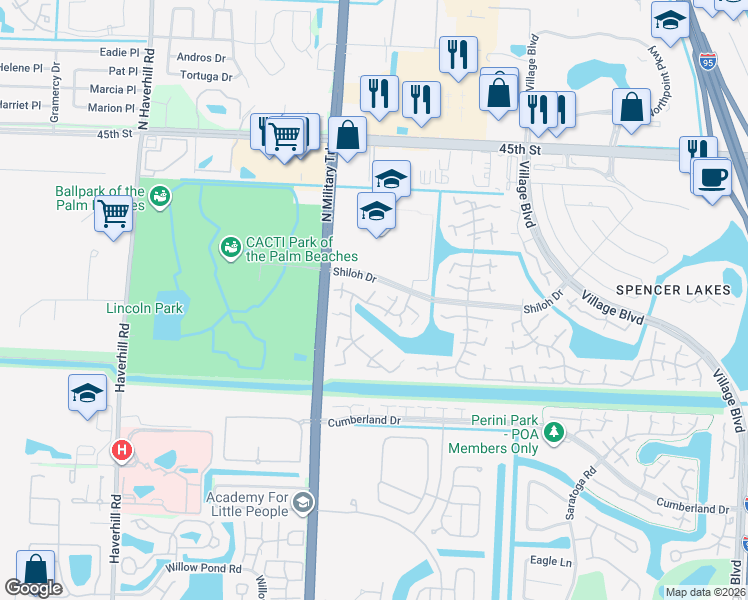 map of restaurants, bars, coffee shops, grocery stores, and more near 7228 72nd Way in West Palm Beach