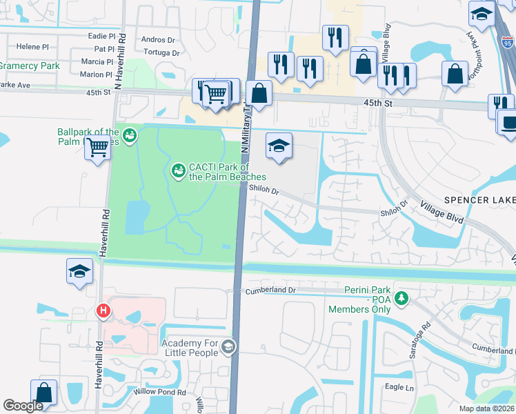 map of restaurants, bars, coffee shops, grocery stores, and more near 7205 72nd Way in West Palm Beach
