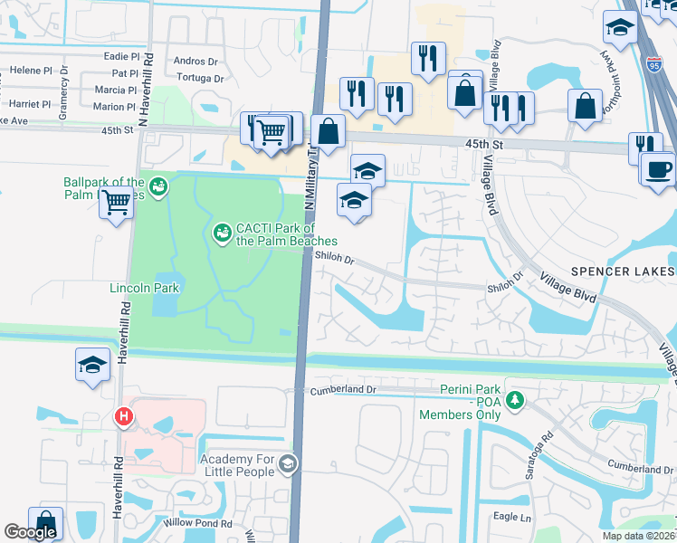map of restaurants, bars, coffee shops, grocery stores, and more near 7205 72nd Way in West Palm Beach