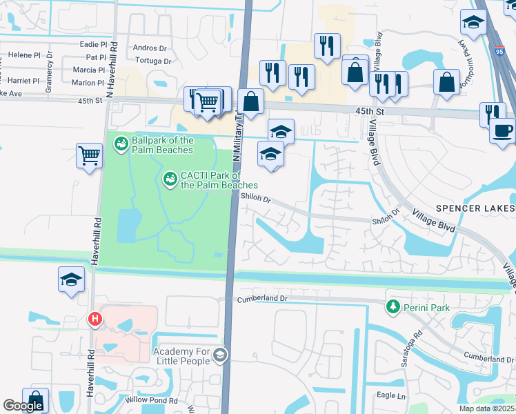 map of restaurants, bars, coffee shops, grocery stores, and more near 7205 72nd Way in West Palm Beach
