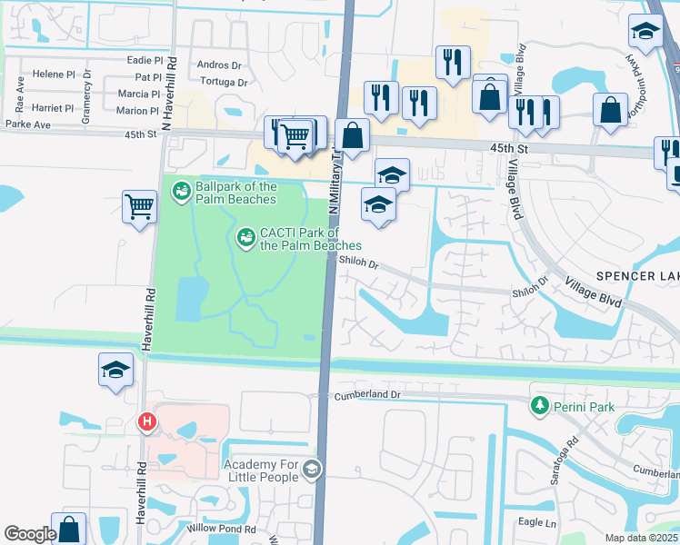 map of restaurants, bars, coffee shops, grocery stores, and more near 7315 73rd Way in West Palm Beach