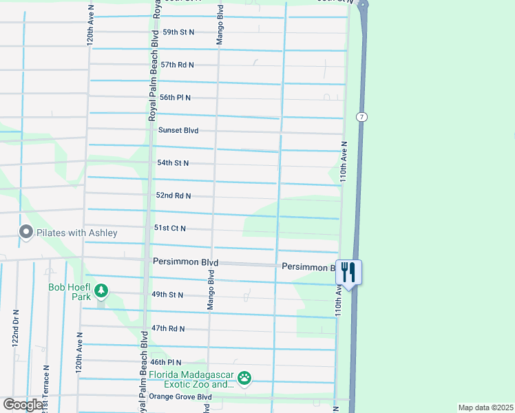 map of restaurants, bars, coffee shops, grocery stores, and more near 11354 52nd Road North in West Palm Beach