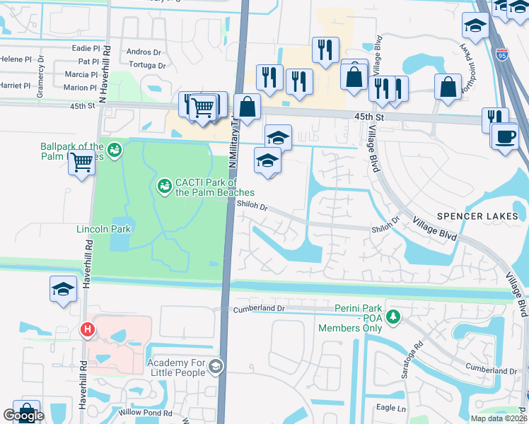 map of restaurants, bars, coffee shops, grocery stores, and more near 7205 72nd Way in West Palm Beach