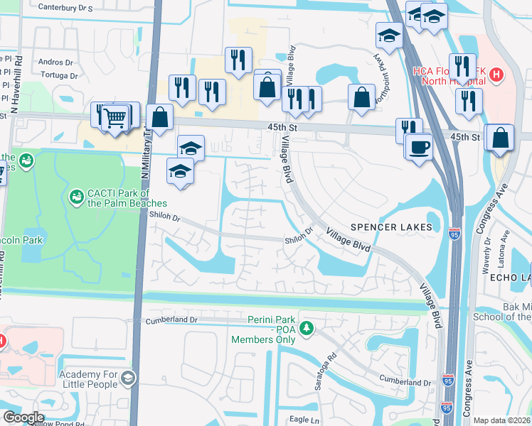 map of restaurants, bars, coffee shops, grocery stores, and more near 3714 37th Way in West Palm Beach