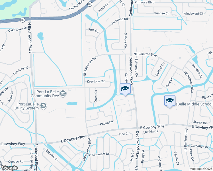 map of restaurants, bars, coffee shops, grocery stores, and more near 6027 Keystone Circle in LaBelle
