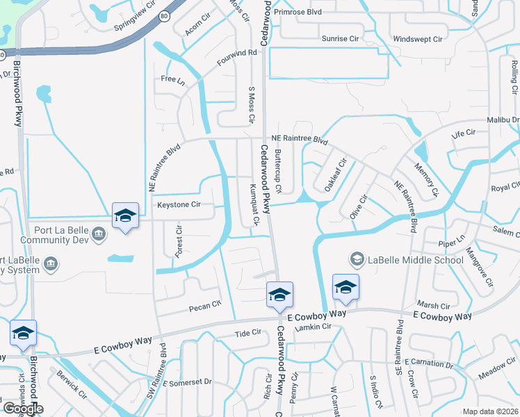 map of restaurants, bars, coffee shops, grocery stores, and more near 6031 Kumquat Circle in LaBelle