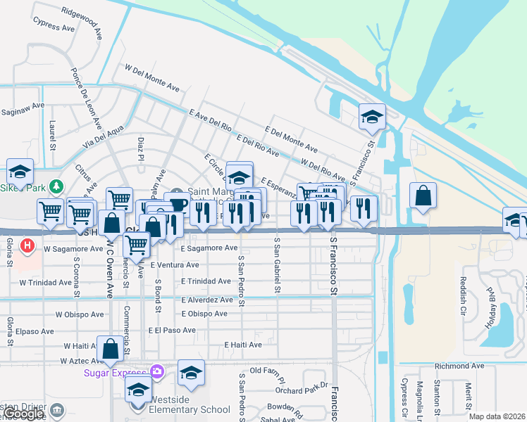 map of restaurants, bars, coffee shops, grocery stores, and more near 540 East Osceola Avenue in Clewiston