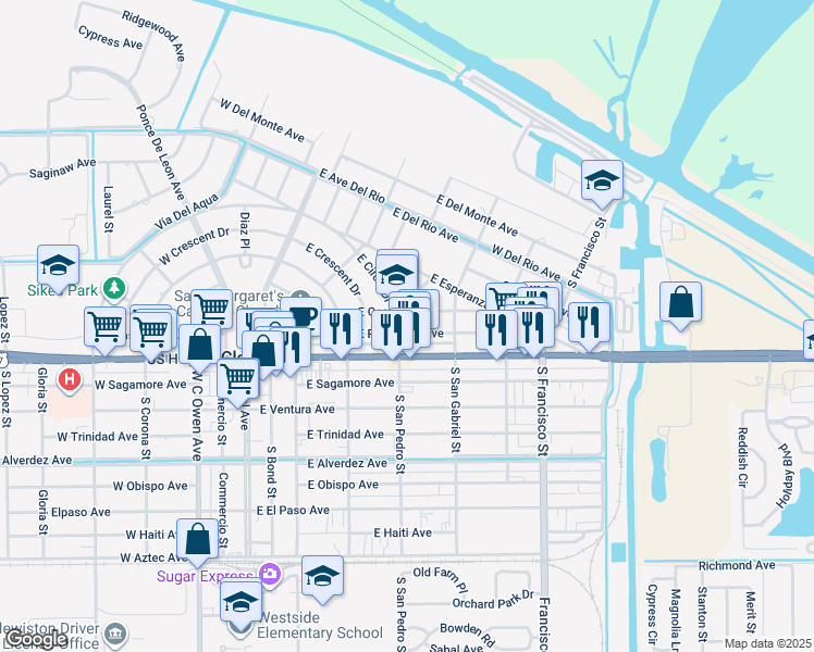 map of restaurants, bars, coffee shops, grocery stores, and more near 503 East Pasadena Avenue in Clewiston
