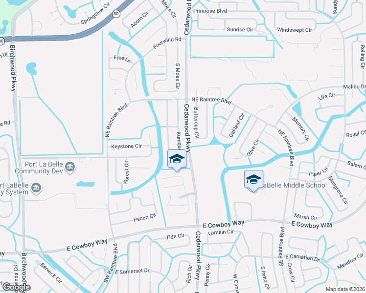 map of restaurants, bars, coffee shops, grocery stores, and more near 6031 Kumquat Circle in LaBelle