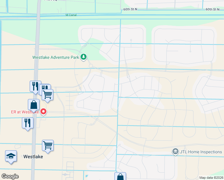 map of restaurants, bars, coffee shops, grocery stores, and more near 16106 Key Biscayne Lane in Westlake