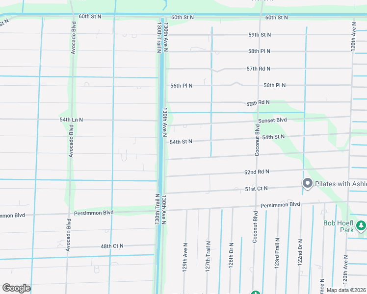 map of restaurants, bars, coffee shops, grocery stores, and more near 12896 54th Street North in West Palm Beach