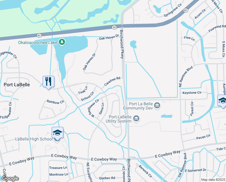 map of restaurants, bars, coffee shops, grocery stores, and more near 4007 East Sunflower Circle in LaBelle