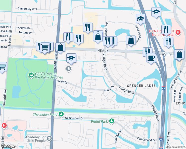 map of restaurants, bars, coffee shops, grocery stores, and more near 4003 40th Way in West Palm Beach