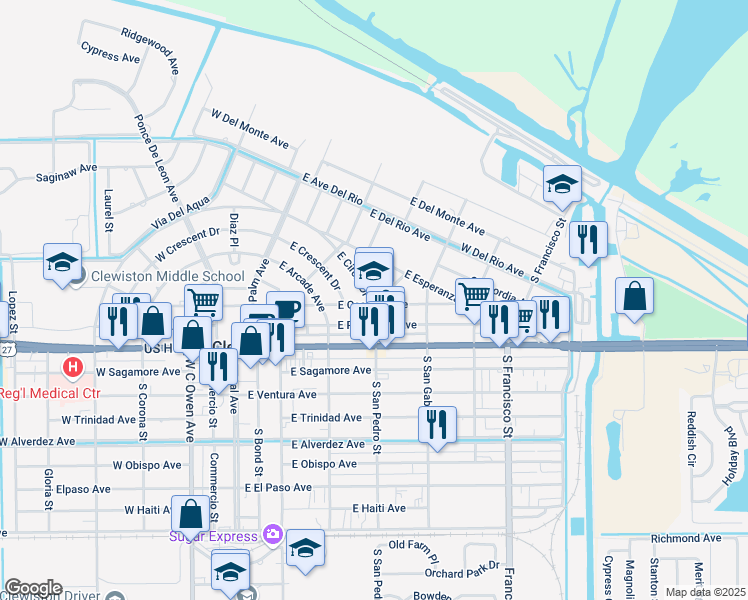 map of restaurants, bars, coffee shops, grocery stores, and more near 475 East Osceola Avenue in Clewiston