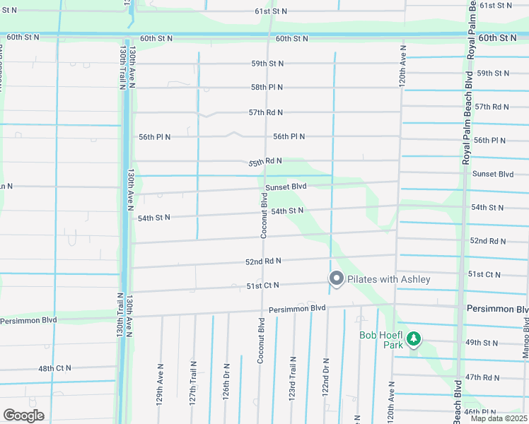 map of restaurants, bars, coffee shops, grocery stores, and more near 12499 54th Street North in West Palm Beach