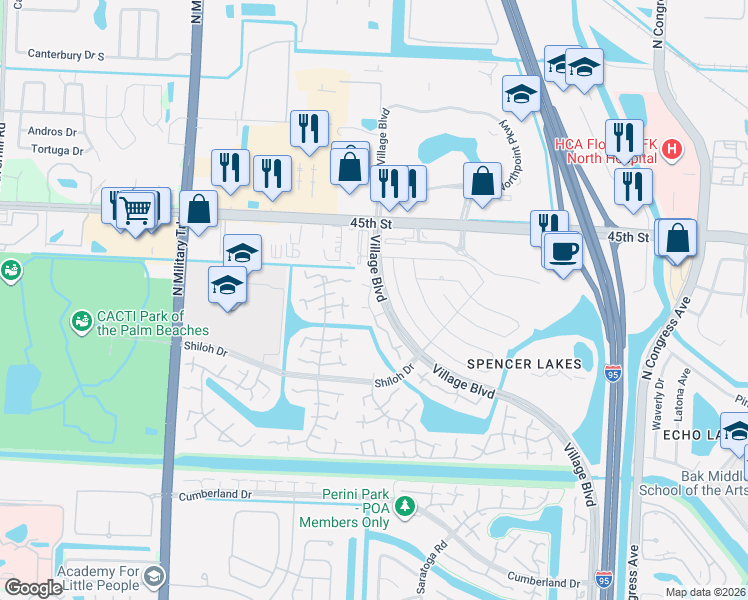 map of restaurants, bars, coffee shops, grocery stores, and more near 4305 Heath Circle South in West Palm Beach