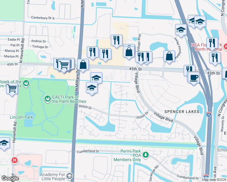 map of restaurants, bars, coffee shops, grocery stores, and more near 4220 42nd Way in West Palm Beach