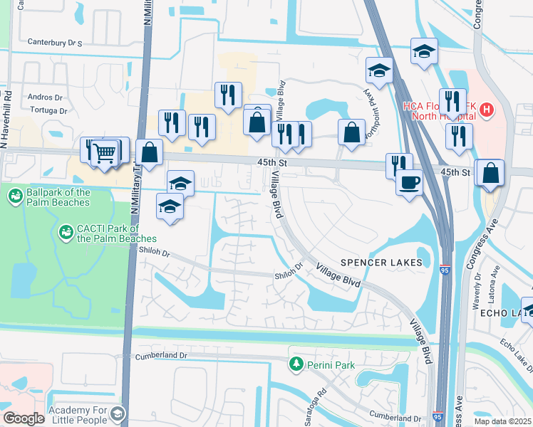 map of restaurants, bars, coffee shops, grocery stores, and more near 4513 45th Way in West Palm Beach