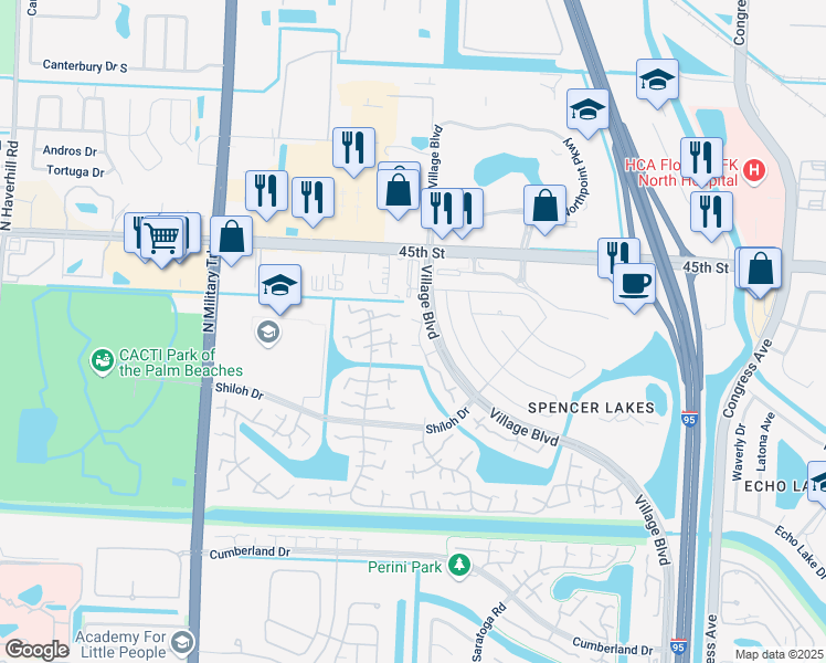 map of restaurants, bars, coffee shops, grocery stores, and more near 4513 45th Way in West Palm Beach