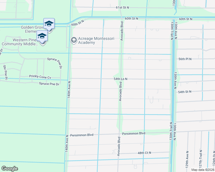 map of restaurants, bars, coffee shops, grocery stores, and more near 13575 54th Street North in West Palm Beach