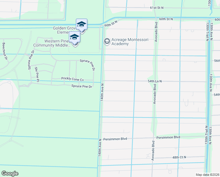 map of restaurants, bars, coffee shops, grocery stores, and more near 13883 54th Street North in West Palm Beach