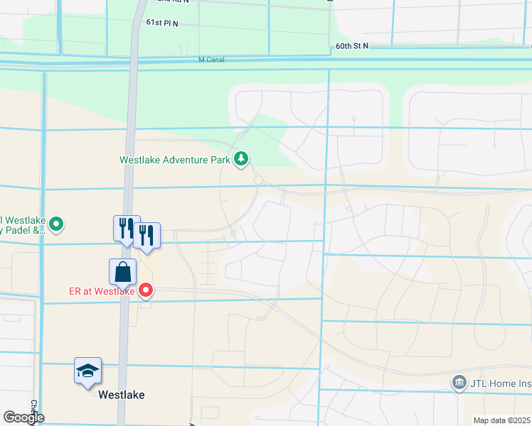 map of restaurants, bars, coffee shops, grocery stores, and more near 5520 Starfish Road in Westlake