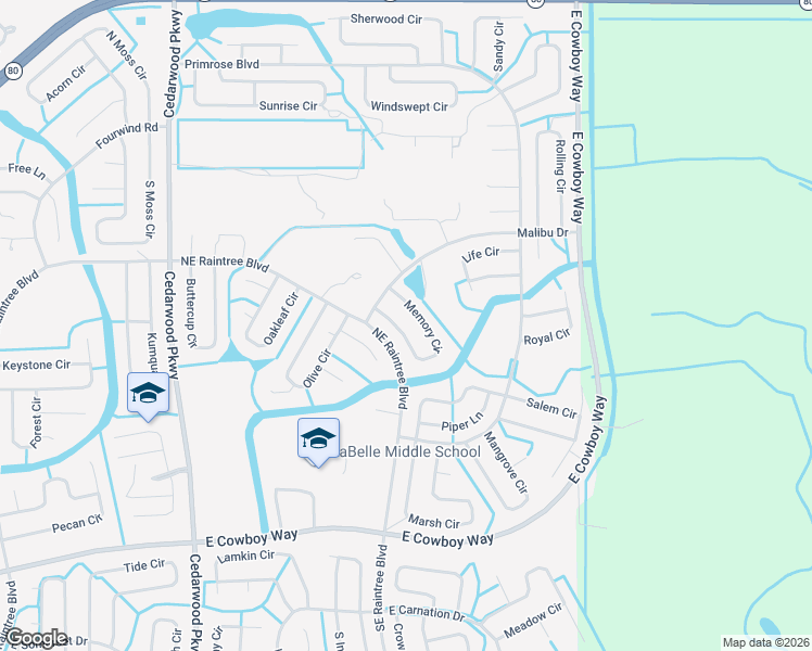 map of restaurants, bars, coffee shops, grocery stores, and more near 8050 Memory Circle in LaBelle
