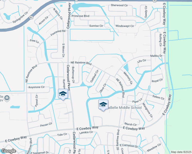 map of restaurants, bars, coffee shops, grocery stores, and more near 8039 Oakleaf Circle in LaBelle