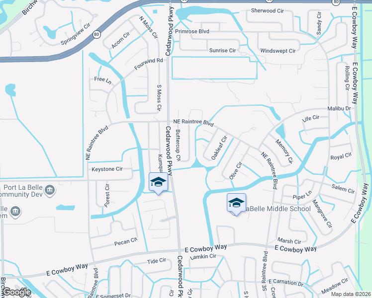 map of restaurants, bars, coffee shops, grocery stores, and more near 8032 Buttercup Circle in LaBelle