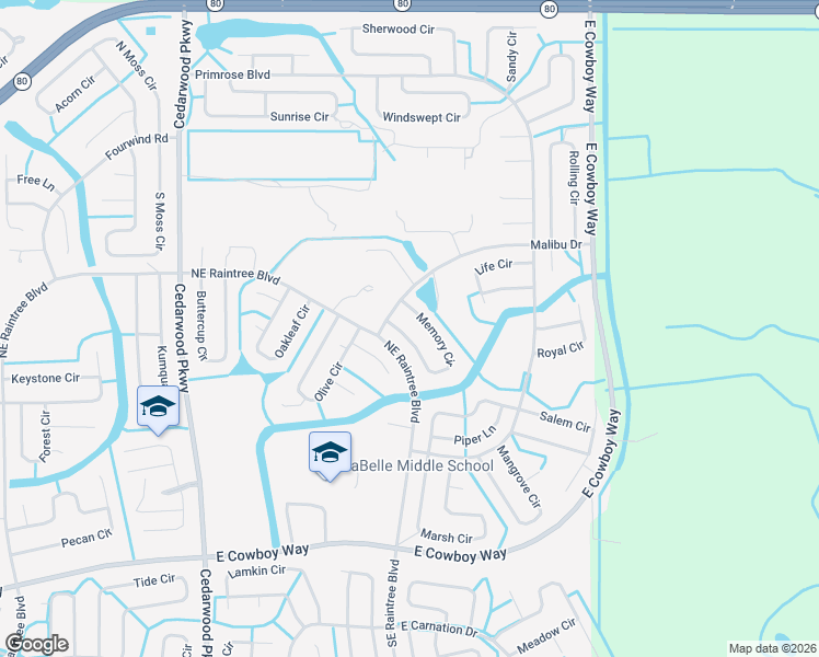 map of restaurants, bars, coffee shops, grocery stores, and more near 8050 Memory Circle in LaBelle