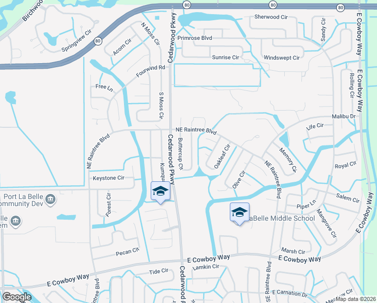 map of restaurants, bars, coffee shops, grocery stores, and more near 8032 Buttercup Circle in LaBelle
