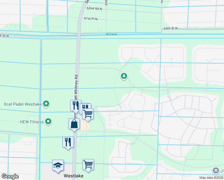 map of restaurants, bars, coffee shops, grocery stores, and more near Seminole Pratt Whitney Road in Loxahatchee