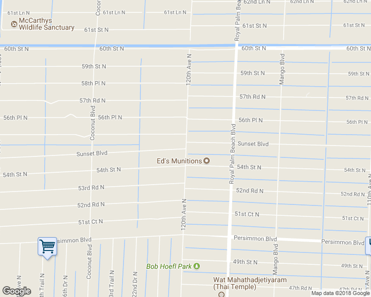 map of restaurants, bars, coffee shops, grocery stores, and more near 12001 Sunset Boulevard in West Palm Beach