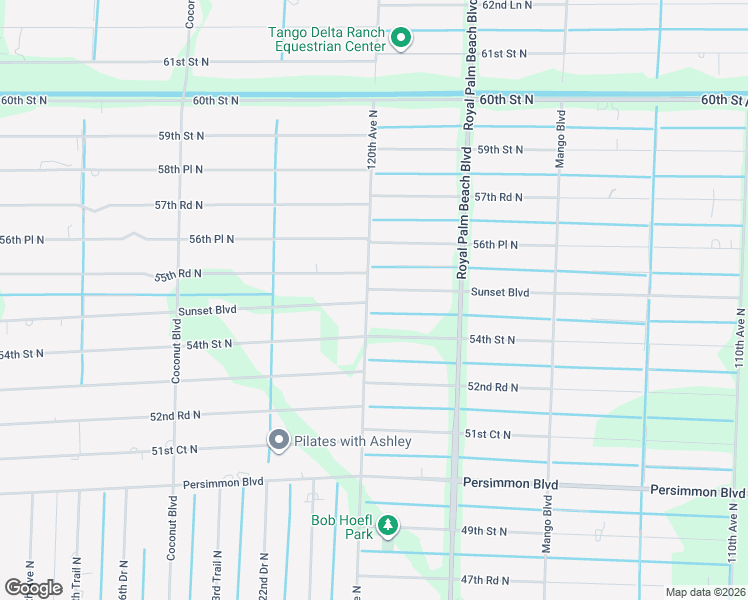 map of restaurants, bars, coffee shops, grocery stores, and more near 11953 Sunset Boulevard in West Palm Beach