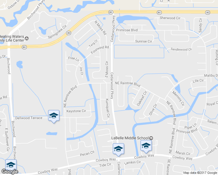 map of restaurants, bars, coffee shops, grocery stores, and more near 6003 Kumquat Circle in LaBelle
