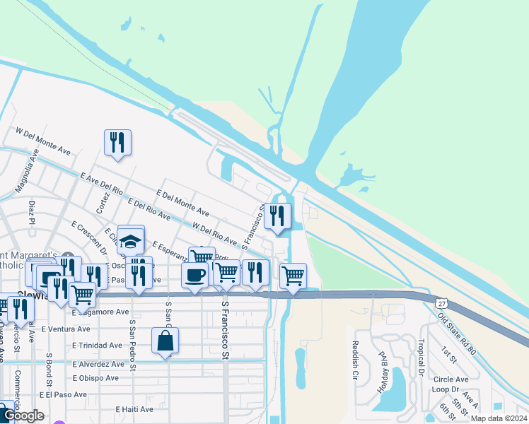 map of restaurants, bars, coffee shops, grocery stores, and more near 910 Lake Okeechobee Scenic Trail (LOST) in Clewiston