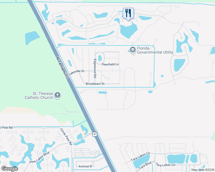map of restaurants, bars, coffee shops, grocery stores, and more near 2278 Brooklawn Drive in North Fort Myers