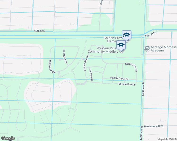 map of restaurants, bars, coffee shops, grocery stores, and more near 14431 60th Street North in Loxahatchee