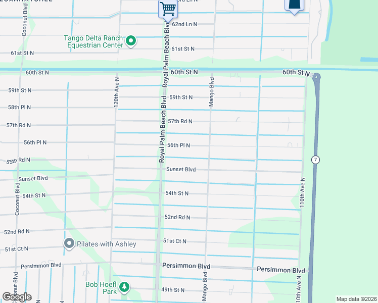 map of restaurants, bars, coffee shops, grocery stores, and more near 11650 56th Place North in West Palm Beach